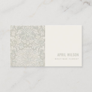 CARTE DE VISITE MODÈLE FLORALE DOUX GRAY BLANC DAMASK