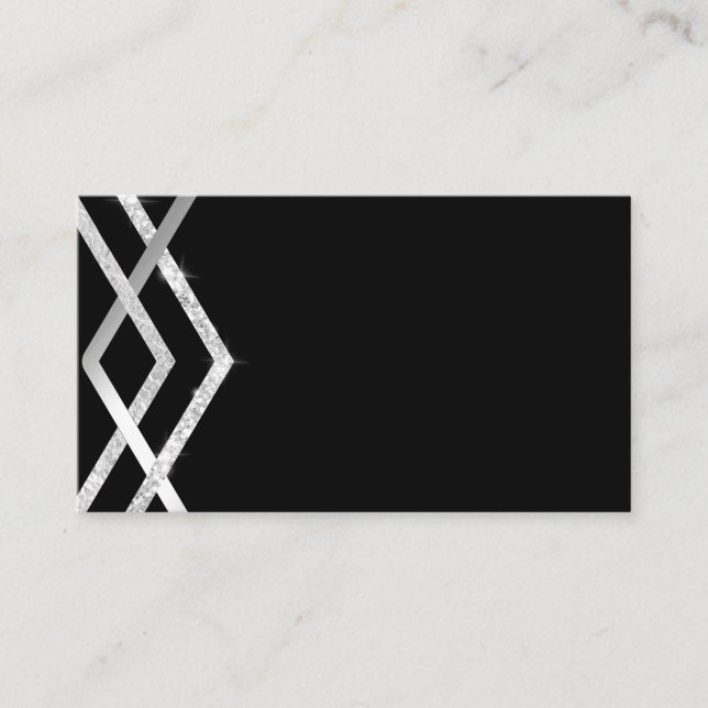 Carte De Visite Modèle géométrique Budget Argent Noir Art Déco (Devant)