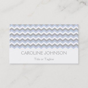 Carte De Visite Modèle gris blanc bleu élégant de Chevron