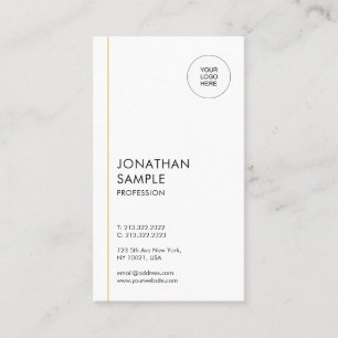 Carte De Visite Modèle minimal moderne tendance or blanc vertical