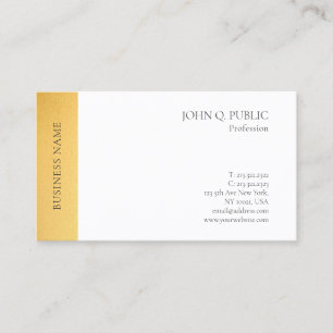 Carte De Visite Modèle minimaliste blanc d'or élégant moderne