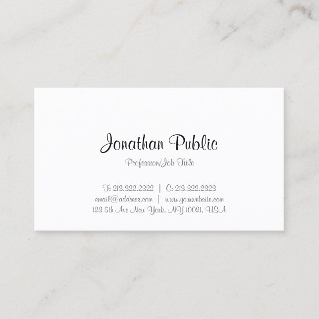 Carte De Visite Modèle minimaliste de script calligraphié moderne (Devant)