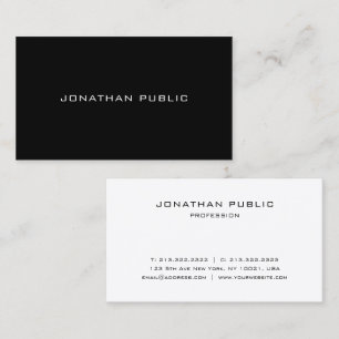 Carte De Visite Modèle minimaliste moderne élégant noir et blanc