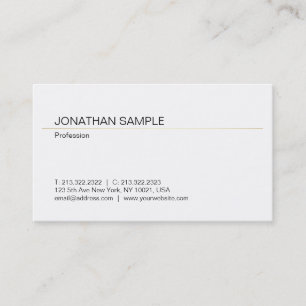 Carte De Visite Modèle minimaliste moderne professionnel or blanc
