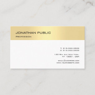 Carte De Visite Modèle minimaliste professionnel moderne Gold Whit