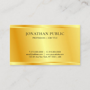 Carte De Visite Modèle moderne de l'apparence métal de Faux Gold p