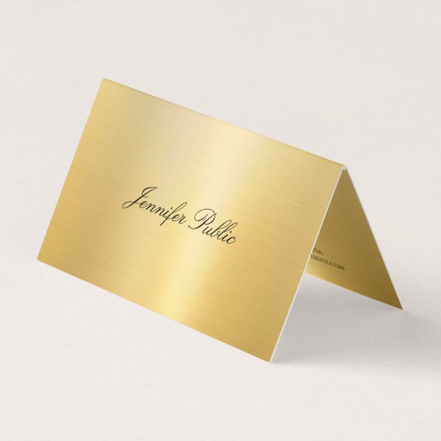 Carte De Visite Modèle moderne manuscrit stylisé Faux Gold (Devant)