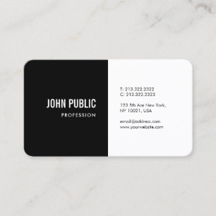 Carte De Visite Modèle moderne minimaliste noir et blanc