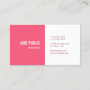 Carte De Visite Modèle moderne minimaliste rose blanc élégant