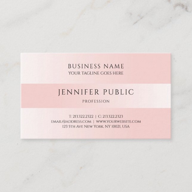 Carte De Visite Modèle moderne personnalisé Blush Pink (Devant)