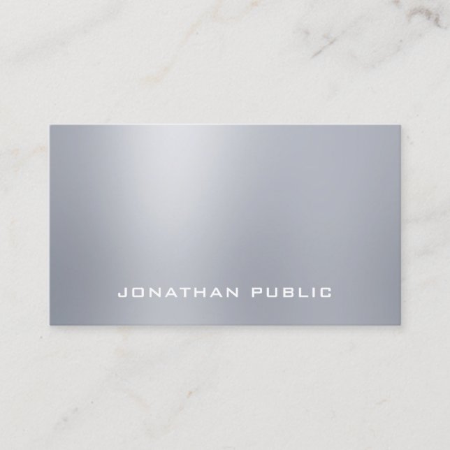 Carte De Visite Modèle moderne professionnel élégant look d'argent (Devant)