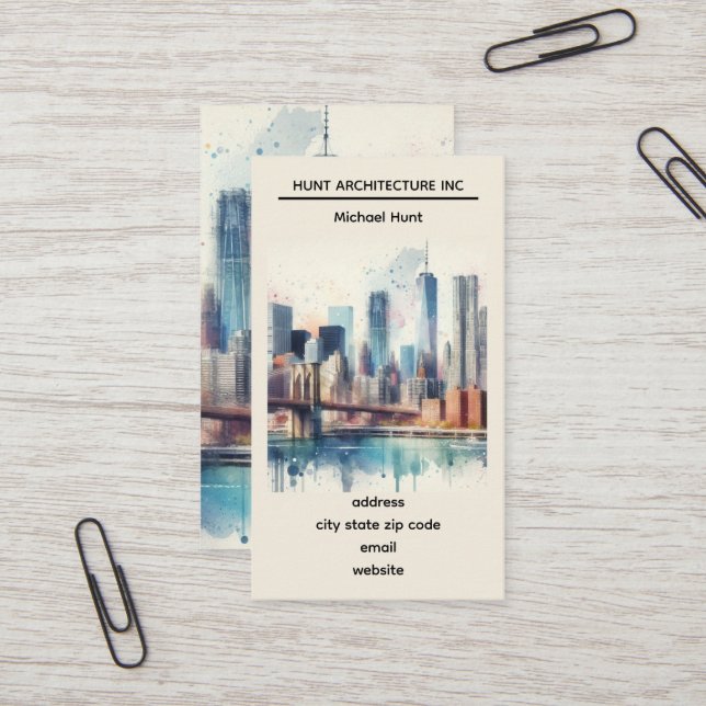Carte de visite Modèle New York Skyline (Devant/Arrière en situation)