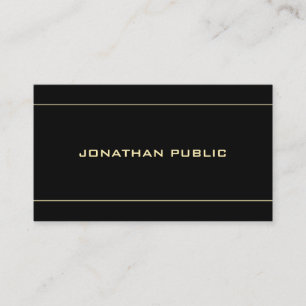 Carte De Visite Modèle noir moderne simple Gold Nom Texte
