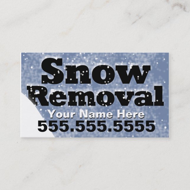 Carte De Visite Modèle personnalisable de suppression de neige (Devant)