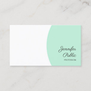 Carte De Visite Modèle personnalisé Elégant Mint Vert Blanc Modern