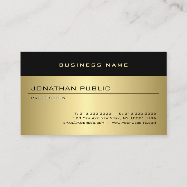 Carte De Visite Modèle personnalisé Faux Gold Modern Glamor (Devant)