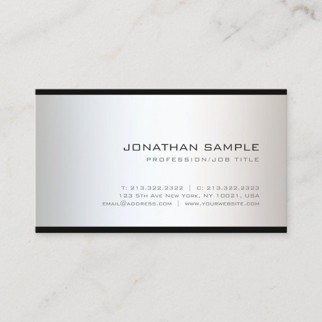 Carte De Visite Modèle personnalisé moderne élégant simple profess (Devant)
