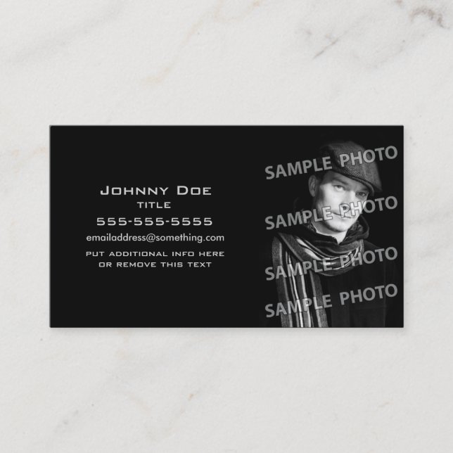 Carte De Visite Modèle photo noir de base (Devant)
