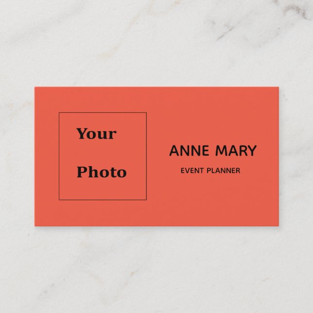 Carte De Visite Modèle photo professionnel orange noir (Devant)