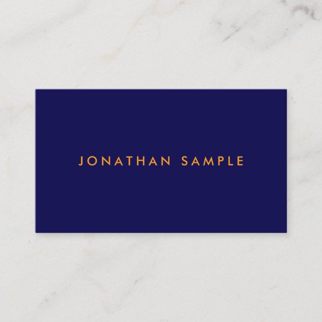 Carte De Visite Modèle professionnel élégant Deep Blue & Orange (Devant)