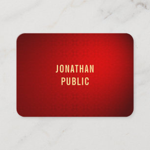 Carte De Visite Modèle professionnel élégant Red Damask Gold Text