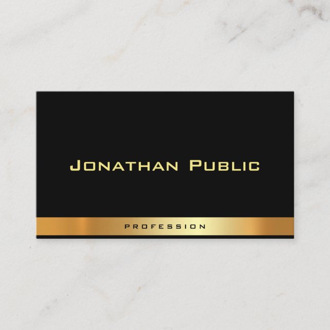 Carte De Visite Modèle professionnel moderne Elegant Black Gold (Devant)