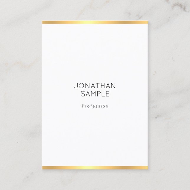 Carte De Visite Modèle professionnel moderne Elegant Gold White (Devant)