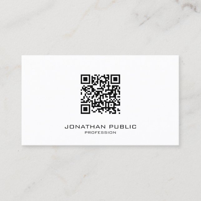 Carte De Visite Modèle QR Code élégant moderne et épuré Profession (Devant)