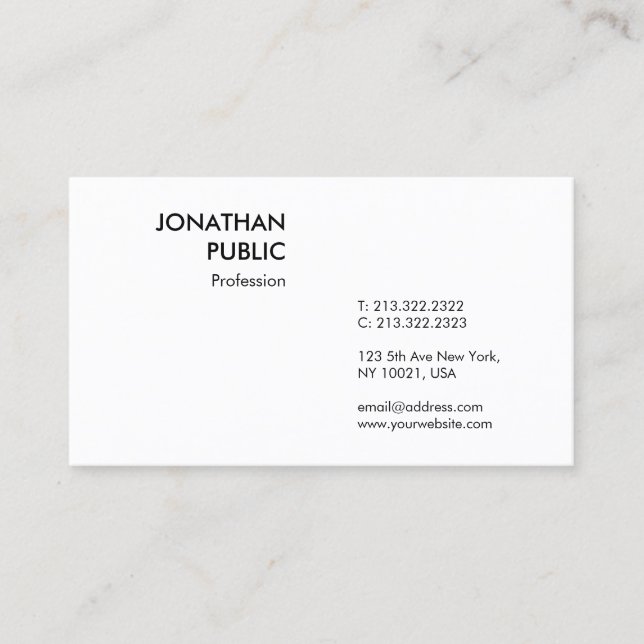 Carte De Visite Modèle simple personnalisé Élégant et professionne (Devant)