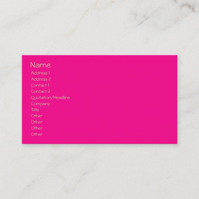 Carte De Visite Modèle simple, rose simple et orange mandarin (Devant)