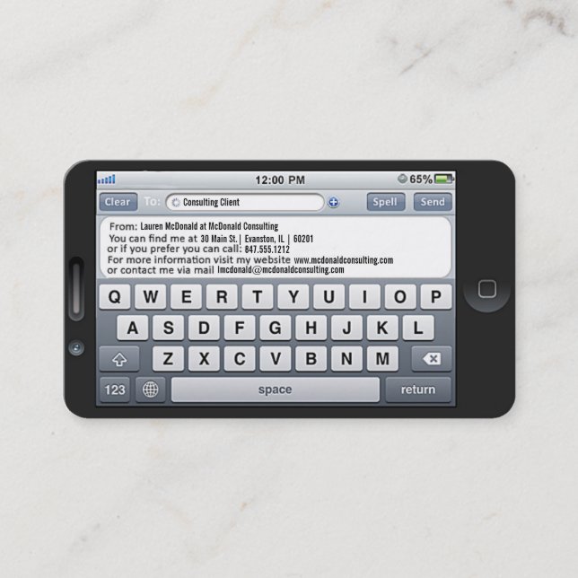 carte de visite modèle sms iphone (Devant)