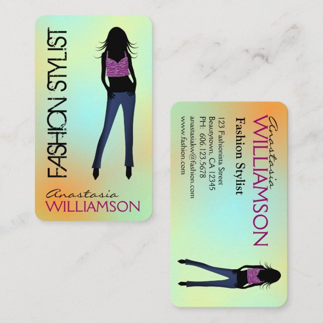 Carte De Visite Modèle styliste tendance unique (Devant / Derrière)