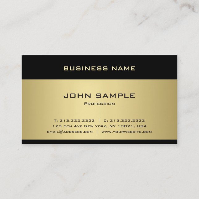 Carte De Visite Modèle tendance Elegant Gold Professional Moderne (Devant)