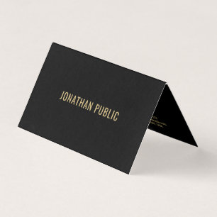 Carte De Visite Modèle Tendance Noir Et Or Élégant Plié