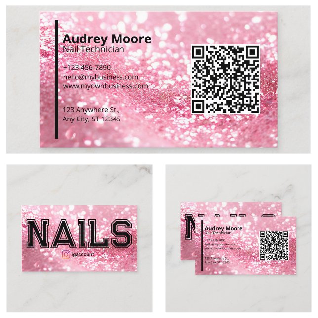 Carte De Visite Modèles de code QR pour techniciens de manucure pr (QR Code Professional Nail Technician Templates Business Card
)