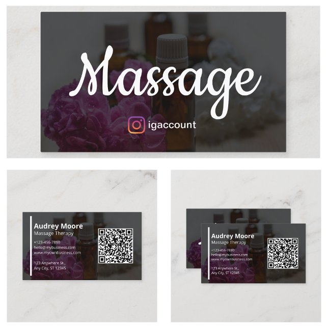Carte De Visite Modèles de Massage Professionnel Moderne (Modern Professional Massage Therapy Templates Business Card
)