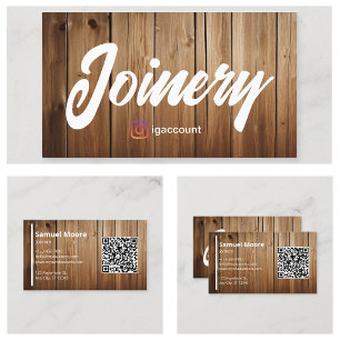 Carte De Visite Modèles de menuiserie professionnelle Code QR