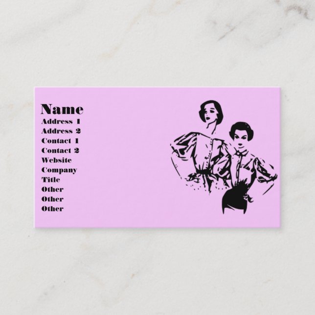 Carte De Visite Modèles de mode rétro (Devant)