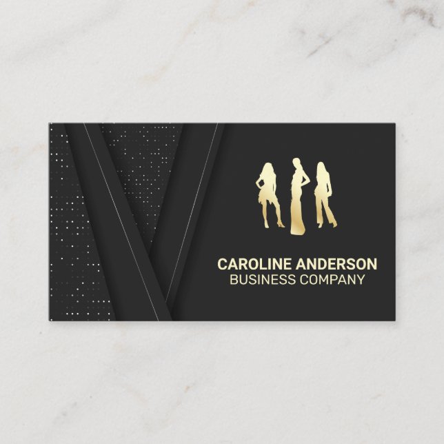 Carte De Visite Modèles Gold | Arrière - plan de luxe noir (Devant)