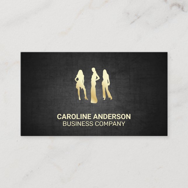 Carte De Visite Modèles Gold | Arrière - plan de texture noire (Devant)