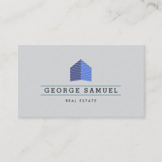 Carte De Visite Modern Abstract Blue Home Logo Realtor Ash Black