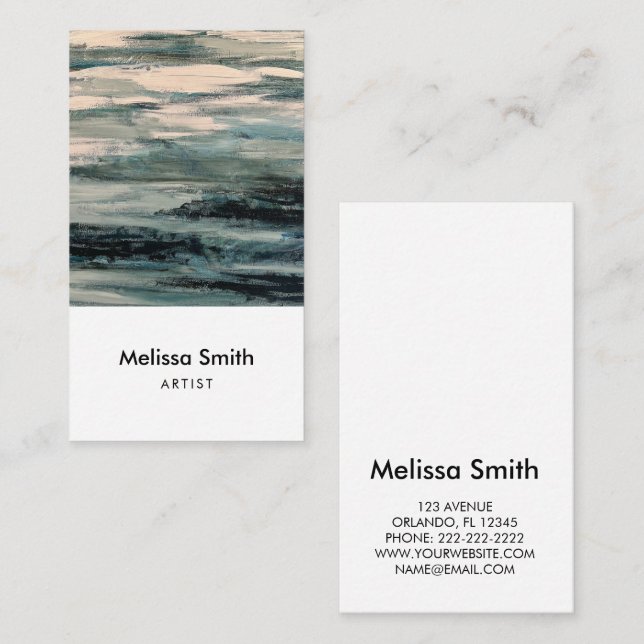Carte De Visite Modern Abstract Painting Artist Business (Devant / Derrière)