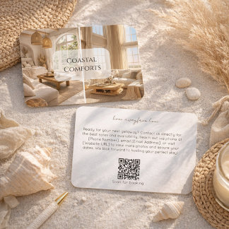 Carte De Visite Modern Beach House Rental Property QR Code