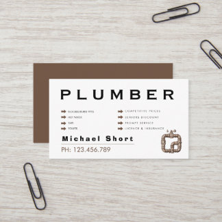 Carte De Visite Modern Black & Brown Plumber