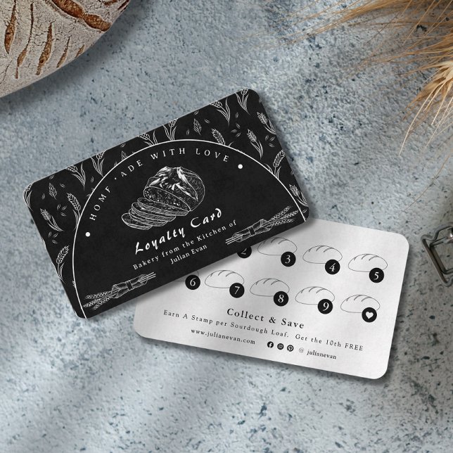 Carte De Visite Modern Black Homemade Bakery Loyalty Card (Modern Black Homemade Bakery Loyalty Card)
