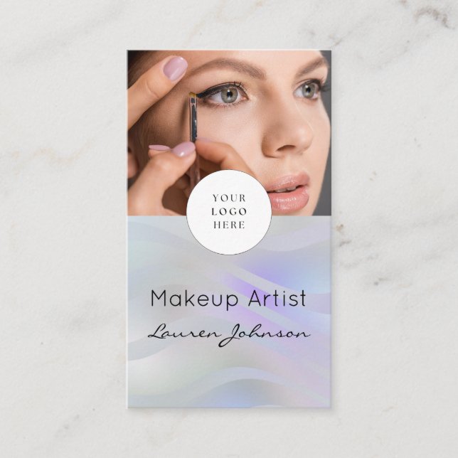 Carte De Visite Modern Black Script Photo Makeup  (Devant)