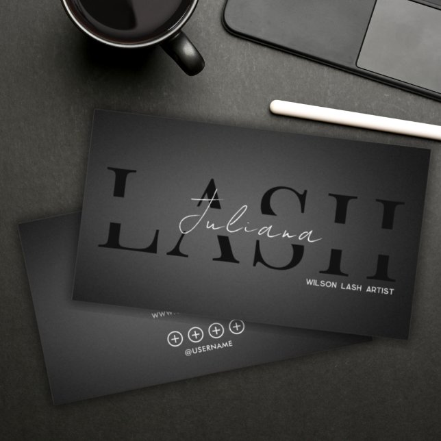 Carte De Visite Modern Black & White Lash Tech, Nail Artist, Hair  (Créateur téléchargé)