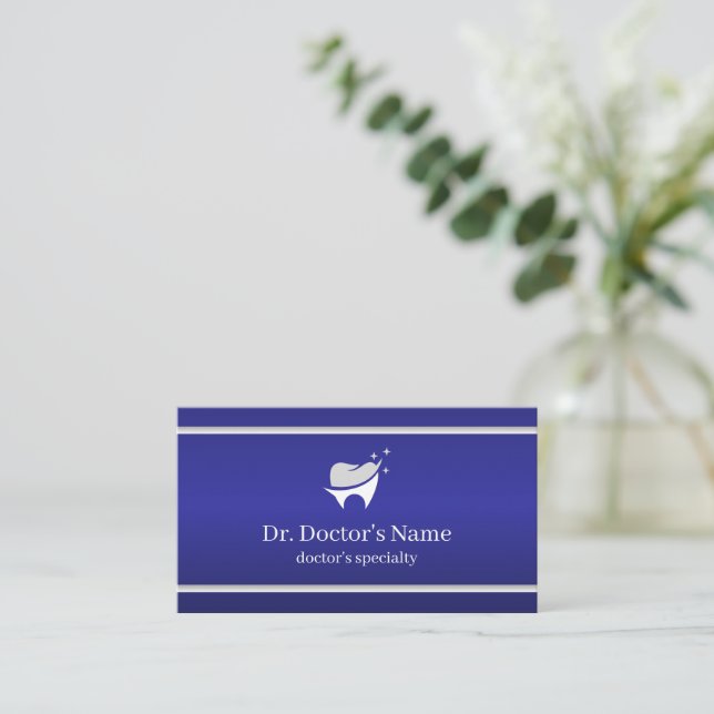 Carte De Visite Modern Blue Dental Professional  (Debout devant)