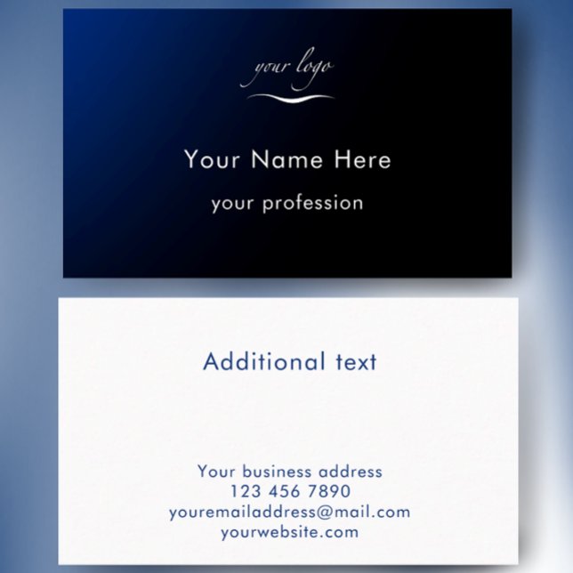 Carte De Visite Modern Blue Gradient Add Logo Custom Professional (Personalize this blue gradient professional business card template with your custom text.
)