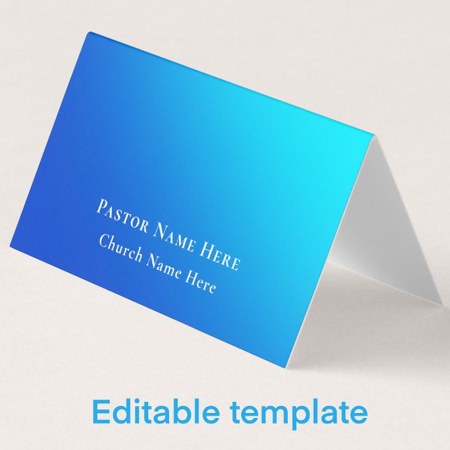 Carte De Visite Modern Blue Gradient Custom Text QR Code Pastor (Customize this modern blue gradient business card template.)